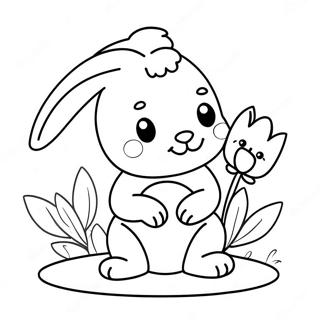 Page A Colorier Bebe Lapin Mignon Avec Des Fleurs 38947-32372