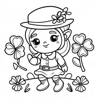 Page A Colorier De La Mignonne Fille Leprechaun Avec Des Trefles 39027-32428