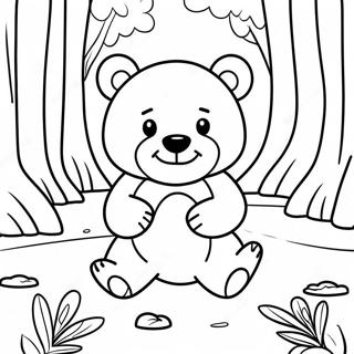 Page A Colorier Ours Brun Mignon Jouant Dans La Foret 3911-3165