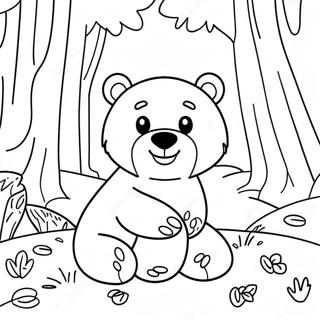 Page A Colorier Ours Brun Mignon Jouant Dans La Foret 3911-3166