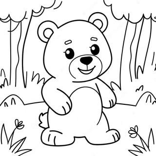 Page A Colorier Ours Brun Mignon Jouant Dans La Foret 3911-3167