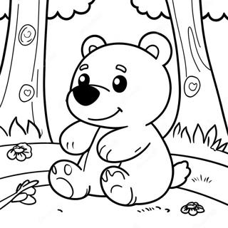 Page A Colorier Ours Brun Mignon Jouant Dans La Foret 3911-3168