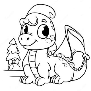 Page A Colorier De Dragon Festif Avec Un Chapeau De Noel 39158-32514