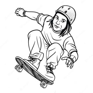 Page A Colorier De Thrasher Skateboarder Realisant Des Tricks 39298-32626