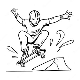 Page A Colorier De Thrasher Skateboarder Realisant Des Tricks 39298-32627