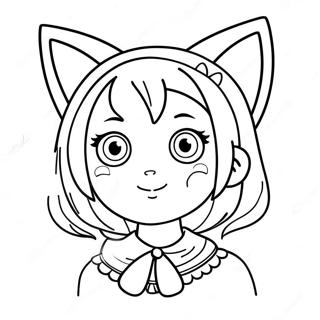 Page A Colorier Fille Anime Mignonne Avec Des Oreilles De Chat 392-313