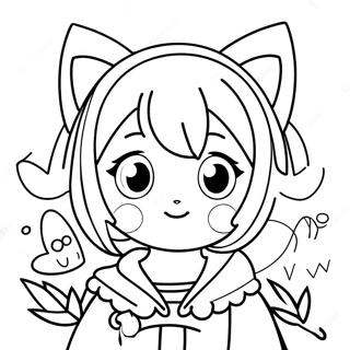 Page A Colorier Fille Anime Mignonne Avec Des Oreilles De Chat 392-315