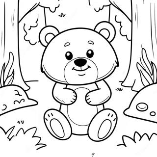 Page A Colorier De Petit Ours Mignon Dans Une Foret 39408-32713