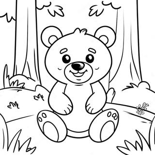 Page A Colorier De Petit Ours Mignon Dans Une Foret 39408-32714