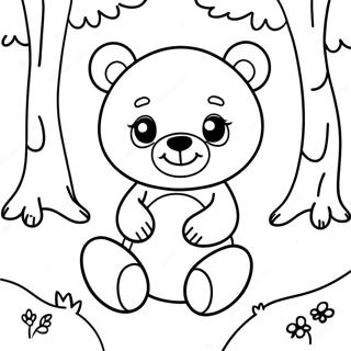 Page A Colorier De Petit Ours Mignon Dans Une Foret 39408-32715