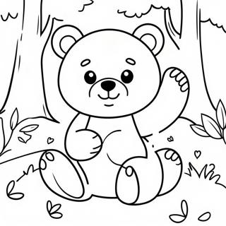 Page A Colorier De Petit Ours Mignon Dans Une Foret 39408-32716