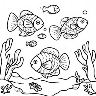 Page A Colorier De Poisson Realiste Nageant Dans Un Recif Corallien 39417-32718