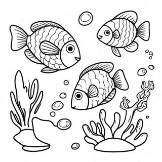 Page A Colorier De Poisson Realiste Nageant Dans Un Recif Corallien 39417-32720