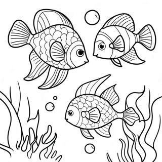 Page A Colorier De Poissons Tropicaux Colores Dans Une Scene Sous Marine 39418-32725