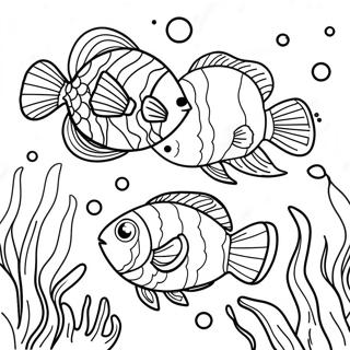 Page A Colorier De Poissons Tropicaux Colores Dans Une Scene Sous Marine 39418-32726