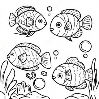 Page A Colorier De Poissons Tropicaux Colores Dans Une Scene Sous Marine 39418-32727