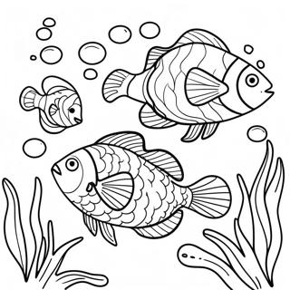 Page A Colorier De Poissons Tropicaux Colores Dans Une Scene Sous Marine 39418-32728