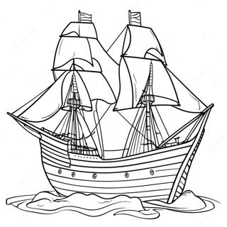 Page A Colorier Mayflower Avec Voiles 39498-32785