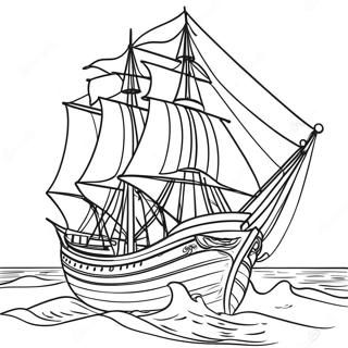 Page A Colorier Mayflower Avec Voiles 39498-32786