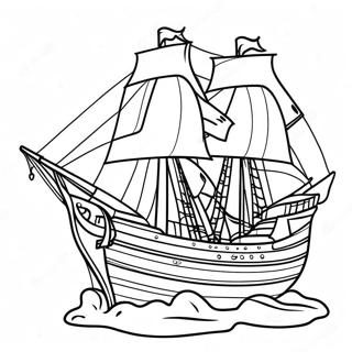 Page A Colorier Mayflower Avec Voiles 39498-32787