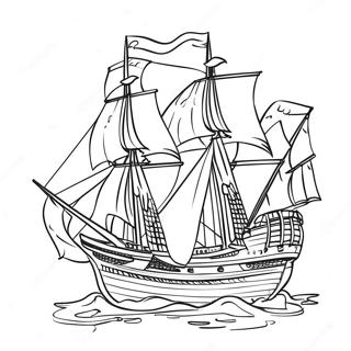 Page A Colorier Mayflower Avec Voiles 39498-32788