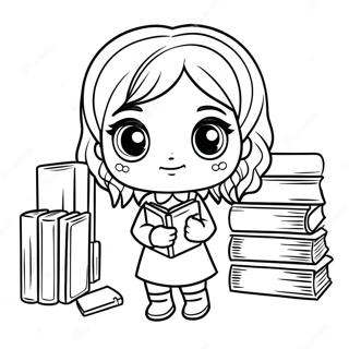 Page A Colorier Chibi Hermione Granger Avec Des Livres 39638-32897