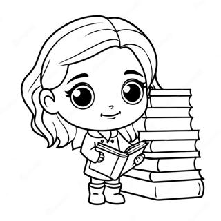 Page A Colorier Chibi Hermione Granger Avec Des Livres 39638-32899