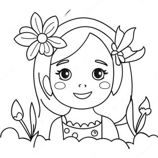 Page A Colorier De Jolie Belle Fille Avec Des Fleurs 39698-32944