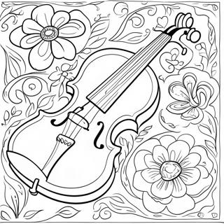 Page A Colorier Violon Elegant Avec Fleurs 39758-32981