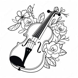 Page A Colorier Violon Elegant Avec Fleurs 39758-32982