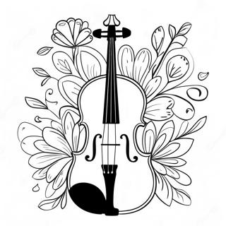 Page A Colorier Violon Elegant Avec Fleurs 39758-32983