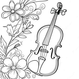 Page A Colorier Violon Elegant Avec Fleurs 39758-32984