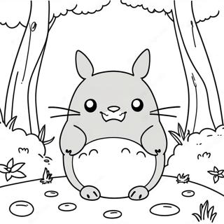 Page A Colorier De Totoro Mignon Dans La Foret 3981-3222