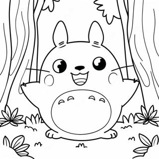 Page A Colorier De Totoro Mignon Dans La Foret 3981-3223