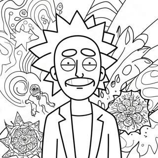 Rick Sanchez Avec Des Motifs Psychedeliques Page A Colorier 40138-33298