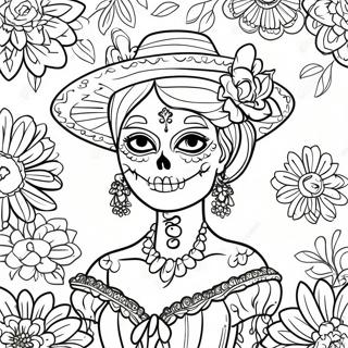 Page A Colorier Catrina Coloree Du Jour Des Morts 402-321