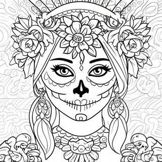 Page A Colorier Catrina Coloree Du Jour Des Morts 402-324