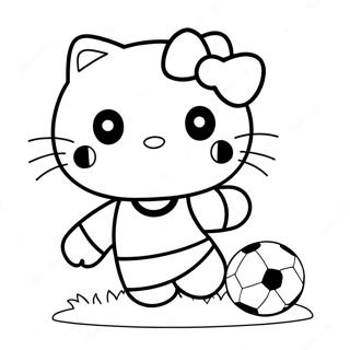 Dessin A Colorier De Hello Kitty Jouant Au Football 40347-33451