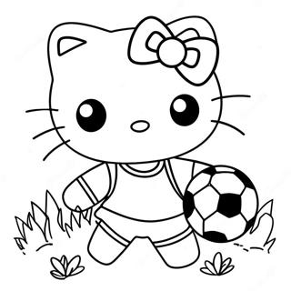 Dessin A Colorier De Hello Kitty Jouant Au Football 40347-33452