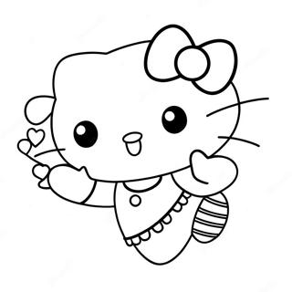 Dessin A Colorier De Hello Kitty Frappant Le Ballon 40348-33446