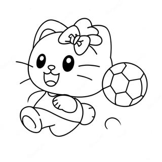 Dessin A Colorier De Hello Kitty Frappant Le Ballon 40348-33447