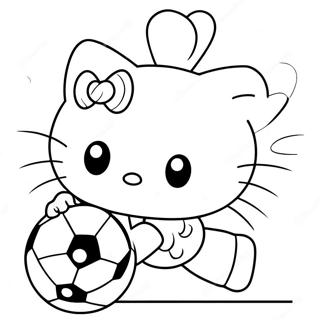 Dessin A Colorier De Hello Kitty Frappant Le Ballon 40348-33448