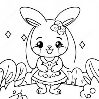 Page A Colorier Dune Mignonne Fille Lapin Anime En Robe Florale 40598-33639