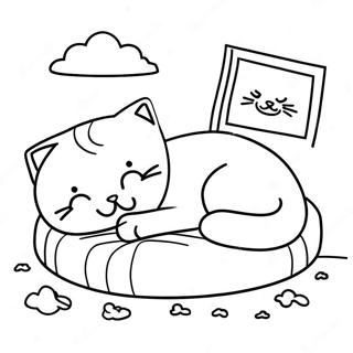 Page A Colorier De Chat Endormi Dans Un Lit Douillet 4071-3286