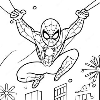 Spider Man Balancant A Travers Les Flocons De Neige Page A Colorier 40729-33737