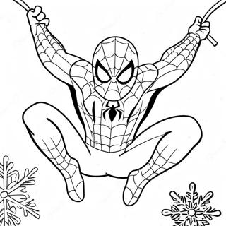 Spider Man Balancant A Travers Les Flocons De Neige Page A Colorier 40729-33738