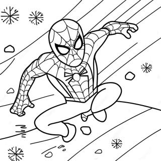 Spider Man Balancant A Travers Les Flocons De Neige Page A Colorier 40729-33740