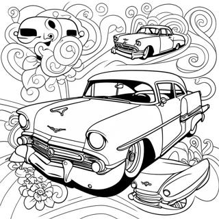 Page A Colorier Dart Chicano Avec Des Voitures Classiques 41009-33958