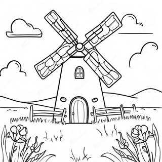 Moulin À Vent Pages À Colorier