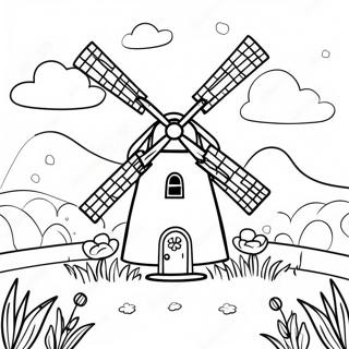 Page A Colorier De Moulin A Vent Charmant Dans Un Pre 41029-33975